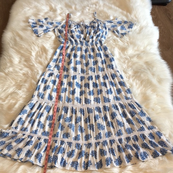 NWT MICHAEL Michael Kors Blue/White Coral Reef Print Maxi Dress - Picture 6 of 16